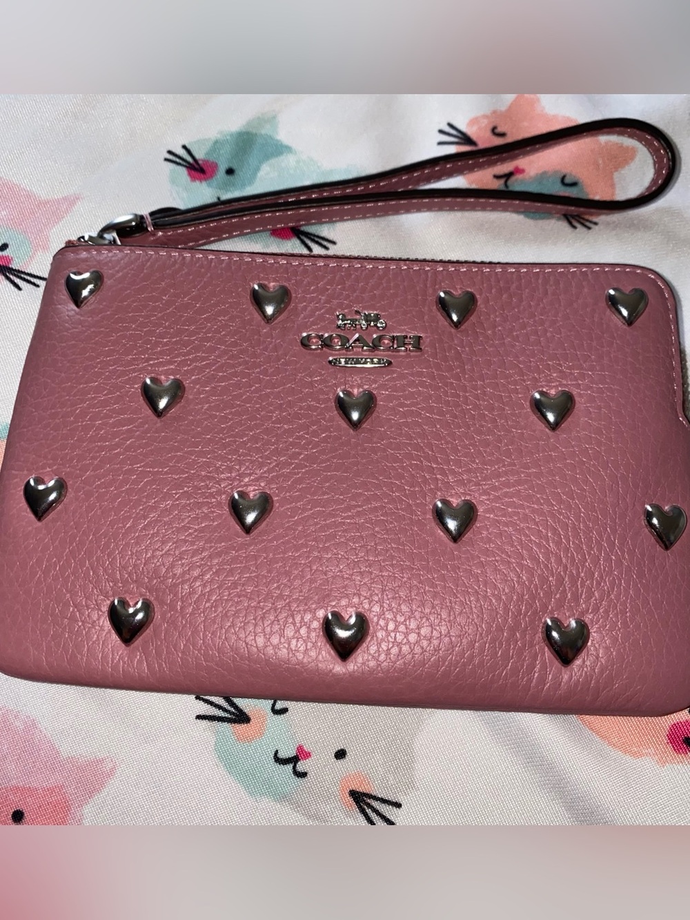 Coach silver hearts wristlet New